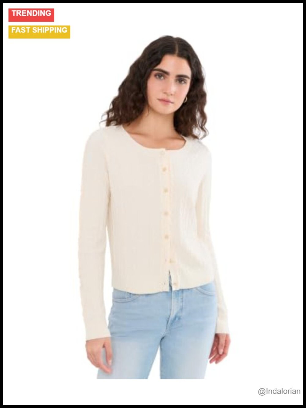 Long Sleeve Button Front Cardigan Sweater with Ruffles